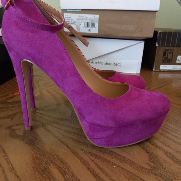Purple Suede Platform Heels - Picture 3 of 3